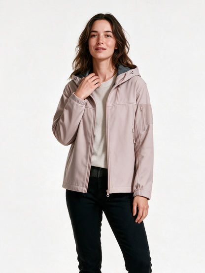 Rolf - Unisex Hooded Soft Shell Jacket with Sleeve Pocket - Blush