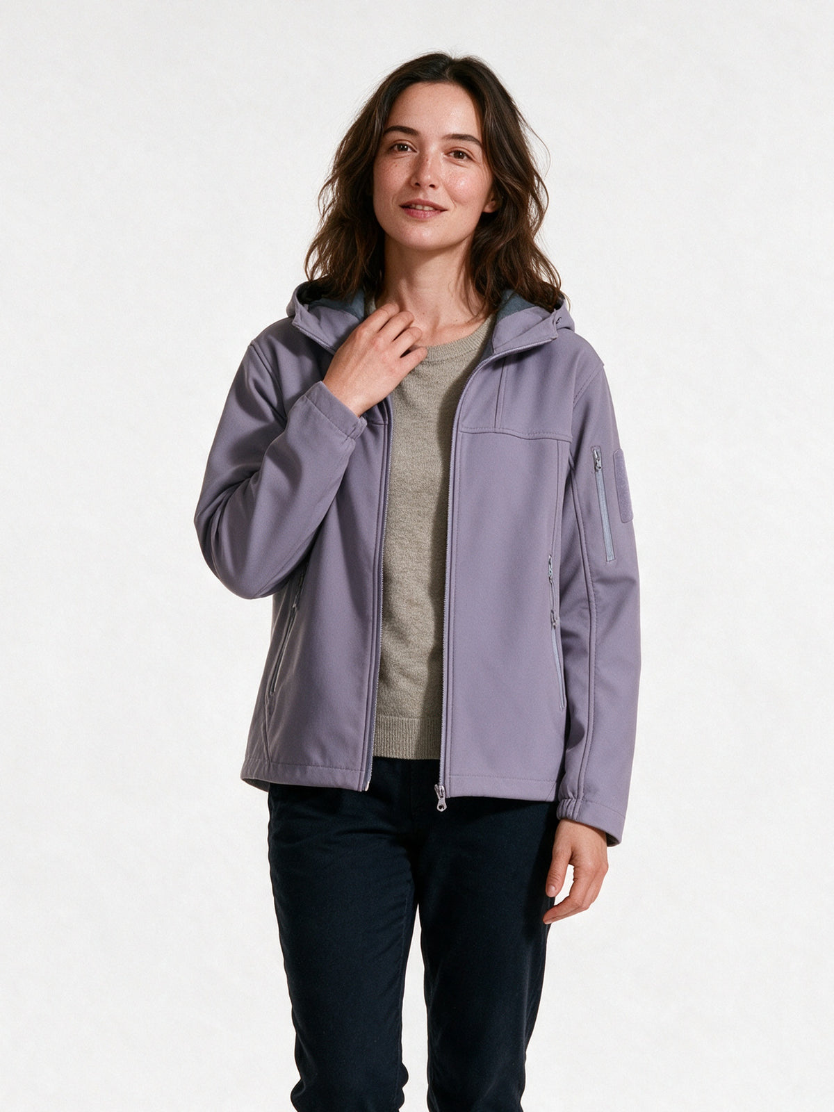 Rolf - Unisex Hooded Soft Shell Jacket with Sleeve Pocket - Lilac