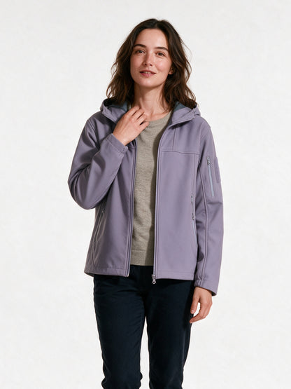 Rolf - Unisex Hooded Soft Shell Jacket with Sleeve Pocket - Lilac