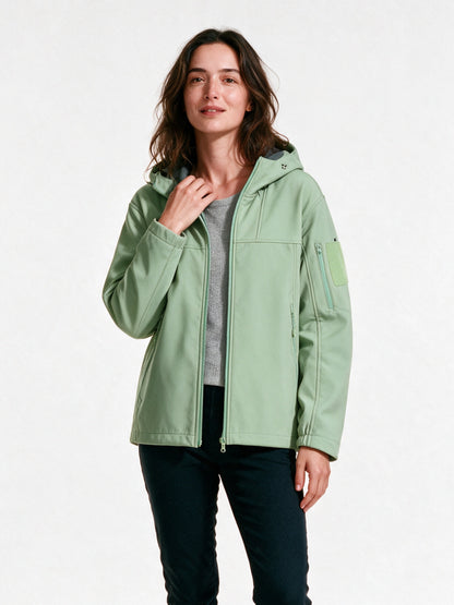 Rolf - Unisex Hooded Soft Shell Jacket with Sleeve Pocket - Mint