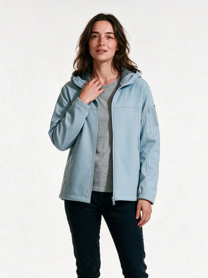 Rolf - Unisex Hooded Soft Shell Jacket with Sleeve Pocket - Sky Blue