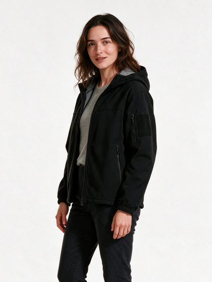 Rolf - Unisex Hooded Soft Shell Jacket with Sleeve Pocket - view 2