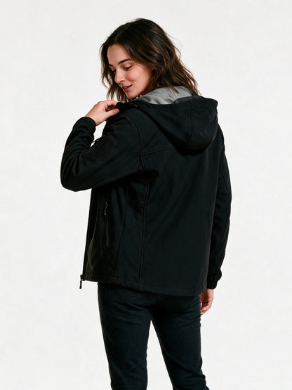 Rolf - Unisex Hooded Soft Shell Jacket with Sleeve Pocket - view 5
