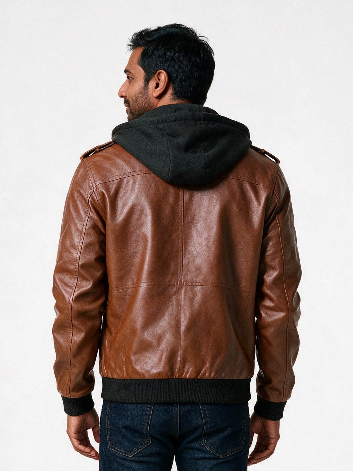 Ronan - Men's Hooded Biker Jacket with Double Zip - view 5