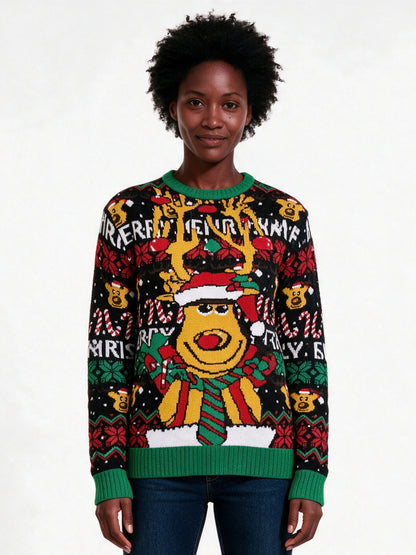 Ronja - Women's Fun Patterned Party Sweater in Five Designs - Reindeer