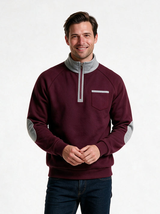 Rory - Men's Half Zip Sweatshirt with Elbow Patches - view 1