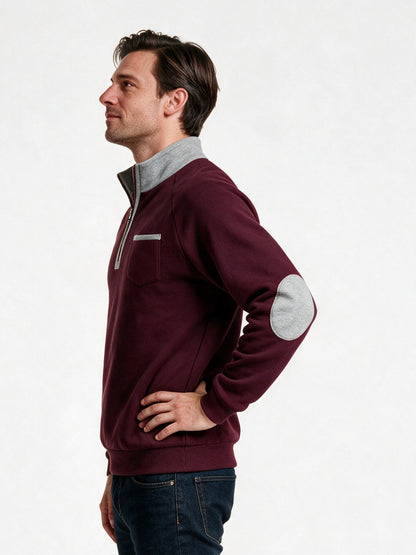 Rory - Men's Half Zip Sweatshirt with Elbow Patches - view 2