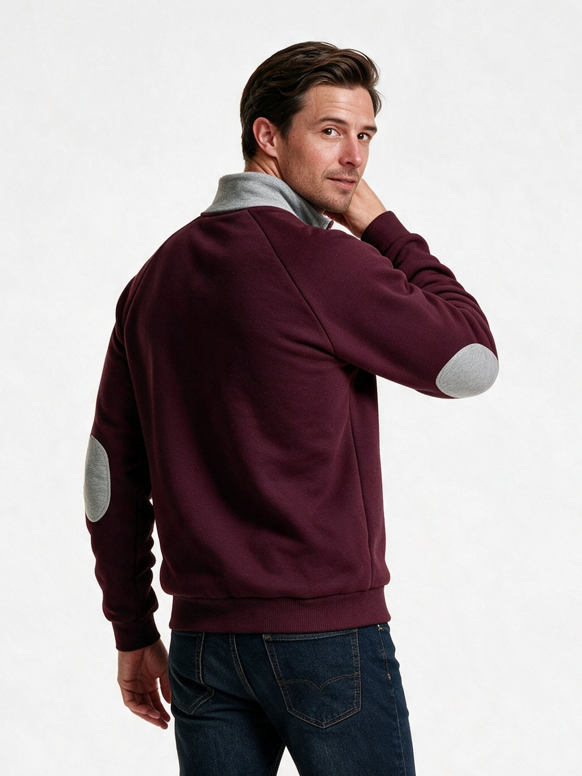 Rory - Men's Half Zip Sweatshirt with Elbow Patches - view 5