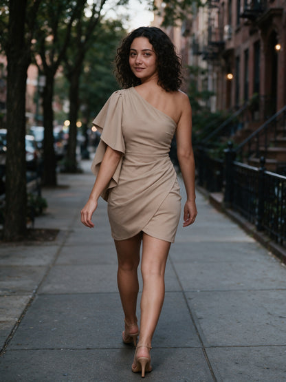 Rosabel - One-Shoulder Cascade Ruffle Mini Dress - view 4