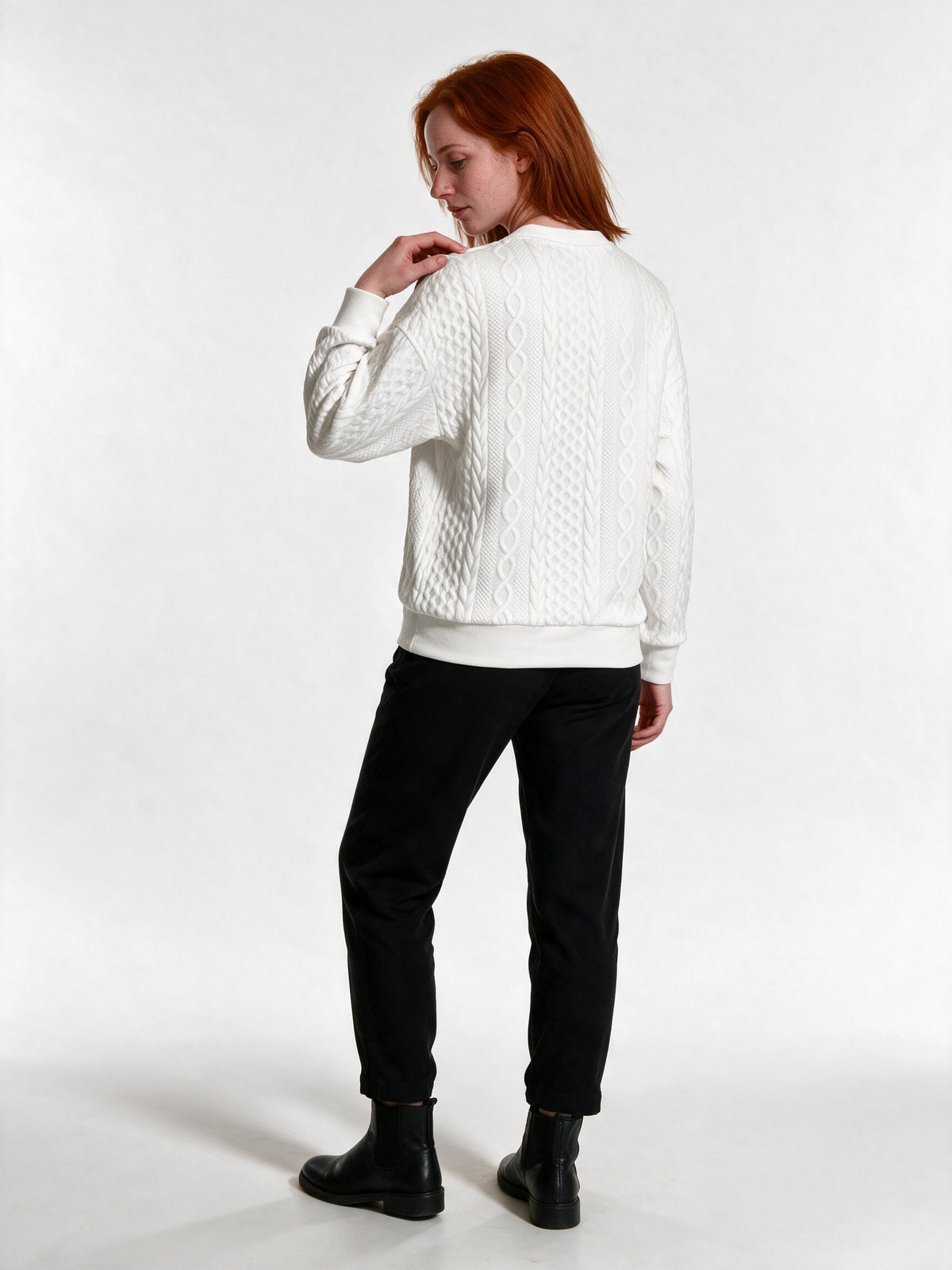 Rosalind - Women's Cable Texture Ring Zip Pullover - view 5