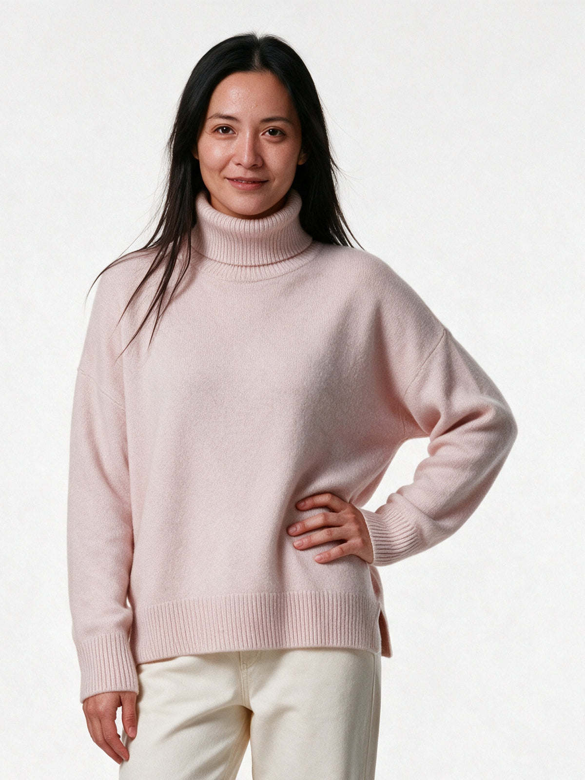 Rosana - Women's Oversized Turtleneck Knit Sweater - view 1