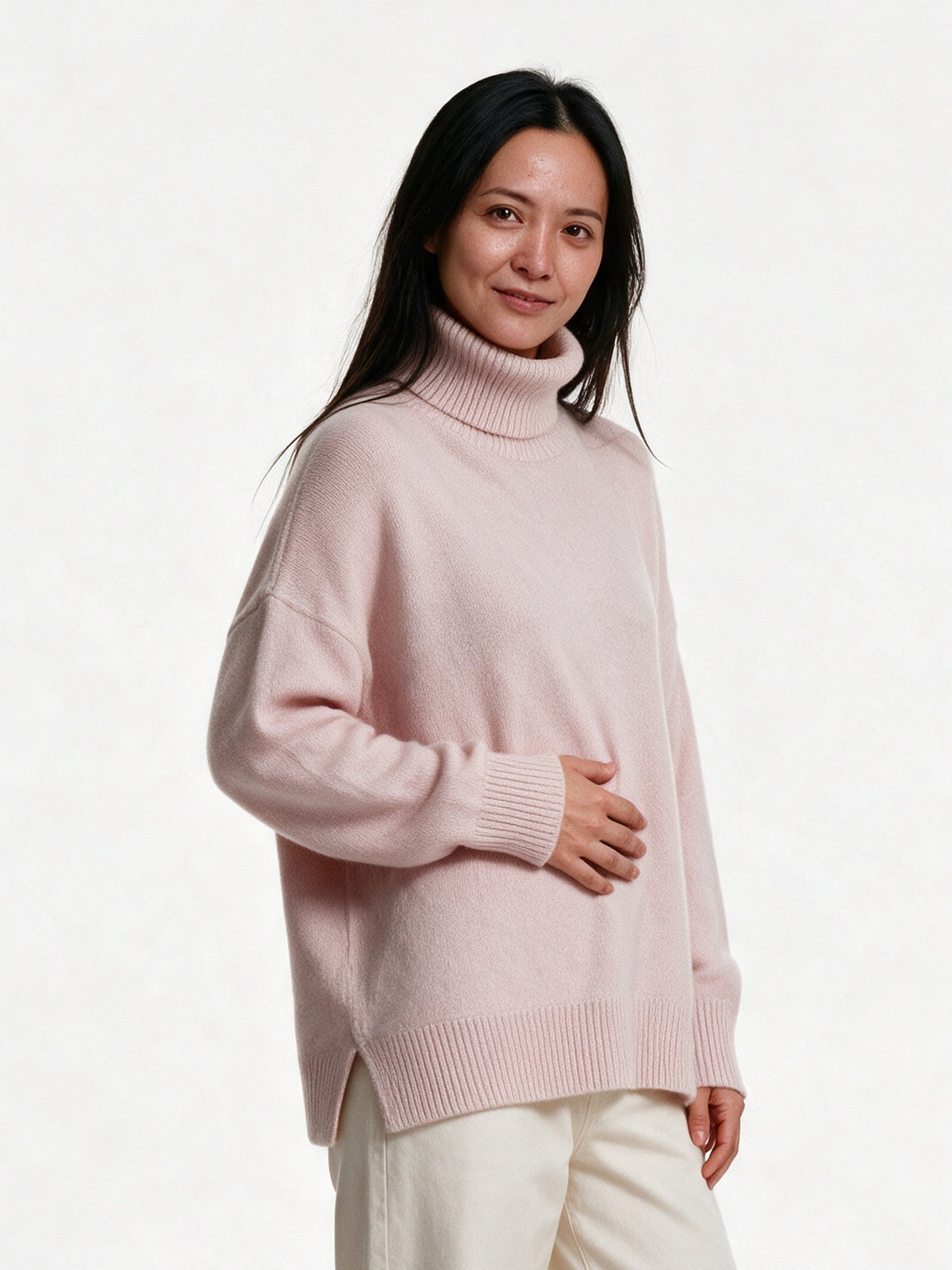 Rosana - Women's Oversized Turtleneck Knit Sweater - view 2