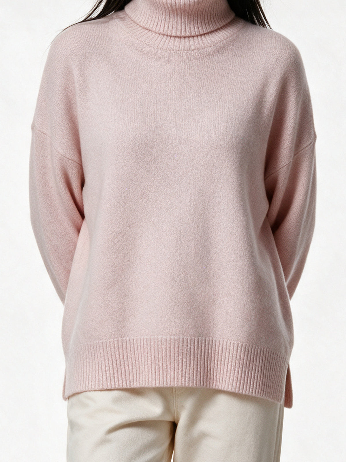 Rosana - Women's Oversized Turtleneck Knit Sweater - view 3