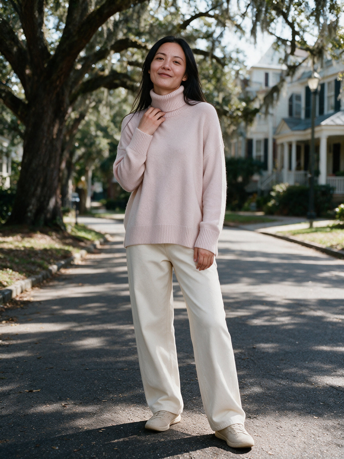 Rosana - Women's Oversized Turtleneck Knit Sweater - view 4