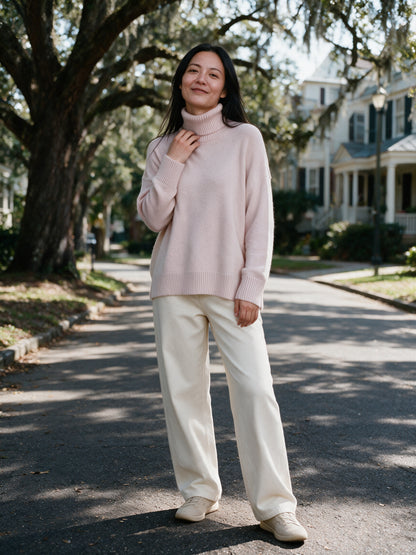 Rosana - Women's Oversized Turtleneck Knit Sweater - view 4