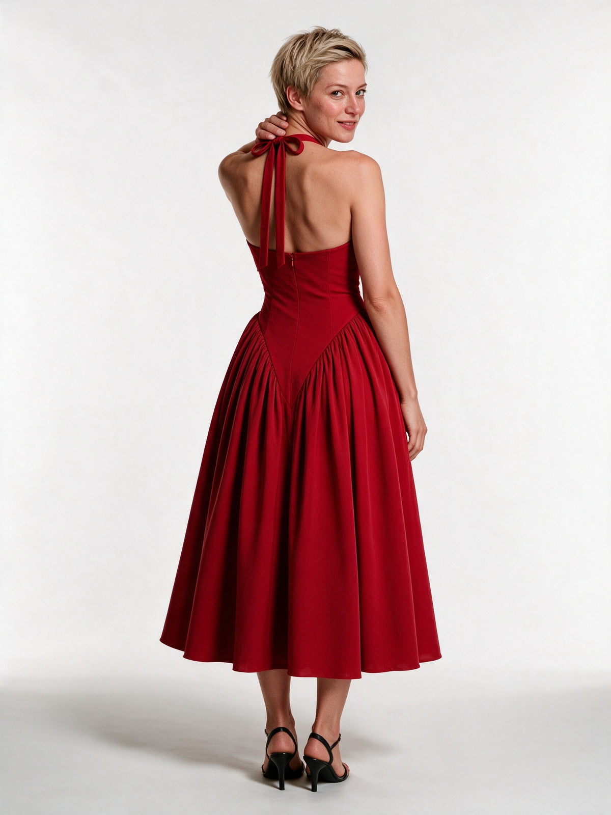Ruby - Halter Neck Open Back Midi Dress - view 5