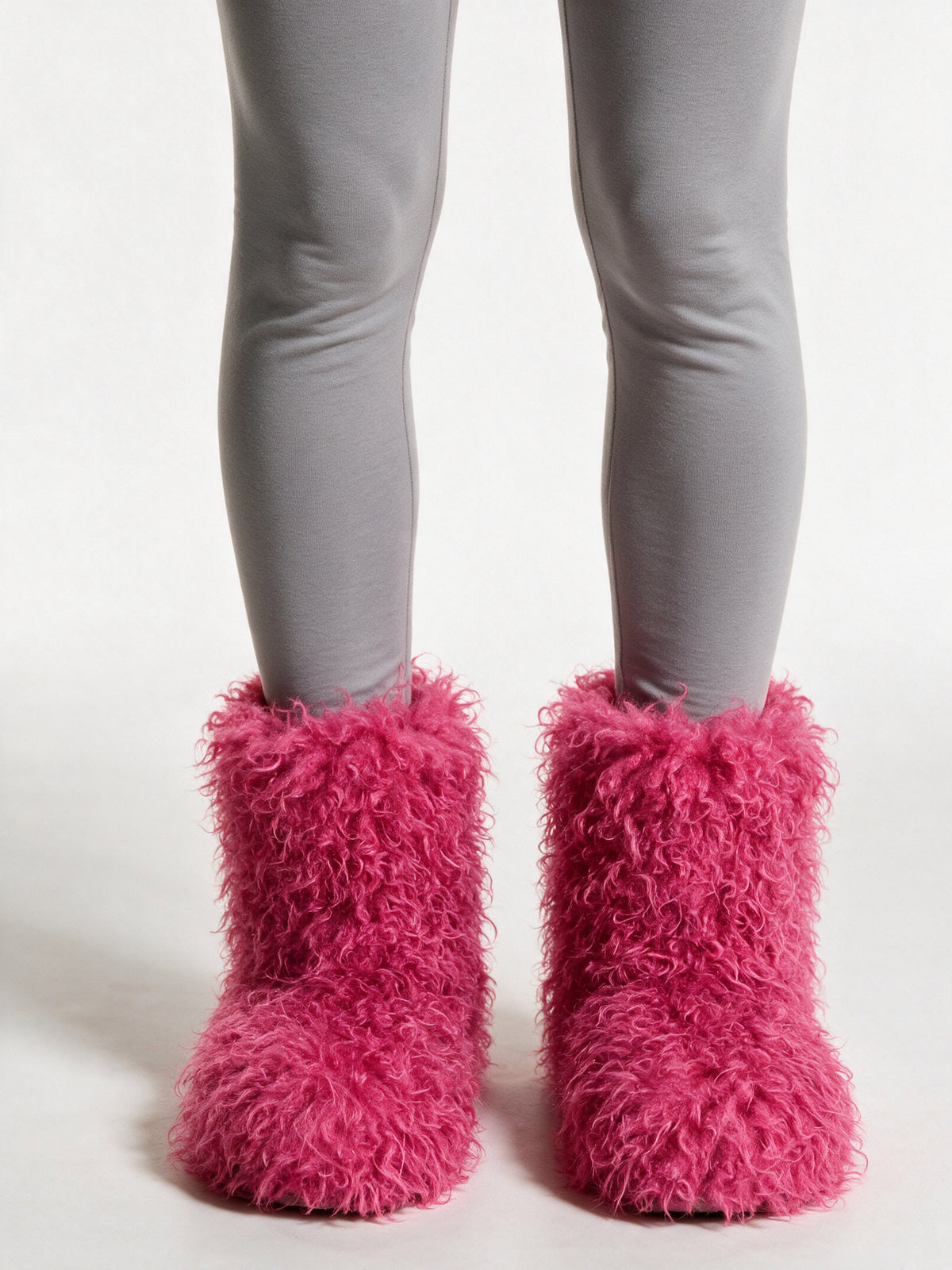 Runa - Women's Curly Fluffy Pull On Boots - Hot Pink