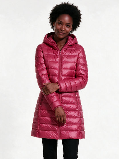 Sabrina - Stylish Ultralight Down Jacket for Autumn - Burgundy Red