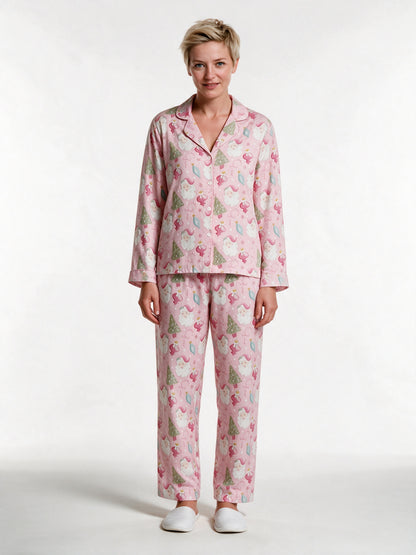 Sabrina - Women's Pink Print Long Sleeve Pajama Set - view 1