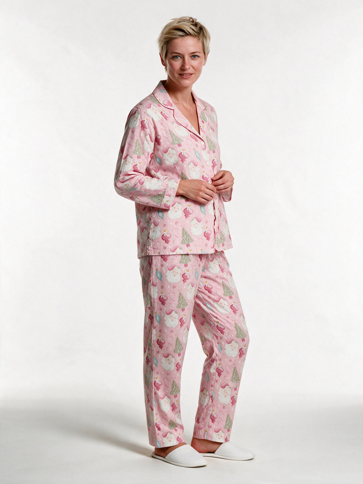 Sabrina - Women's Pink Print Long Sleeve Pajama Set - view 2