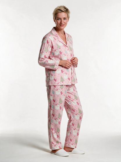Sabrina - Women's Pink Print Long Sleeve Pajama Set - view 2