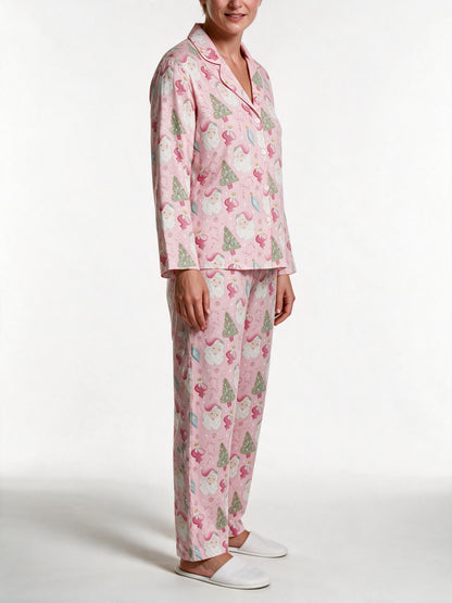 Sabrina - Women's Pink Print Long Sleeve Pajama Set - view 3