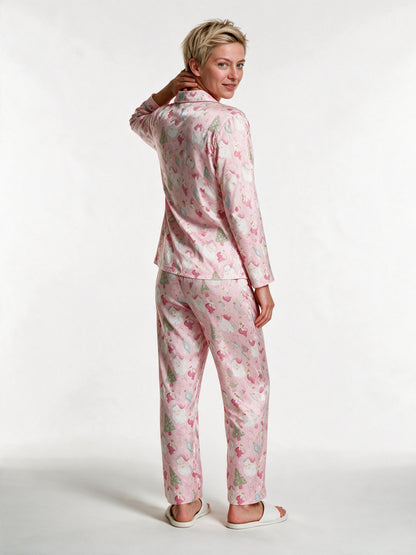 Sabrina - Women's Pink Print Long Sleeve Pajama Set - view 5