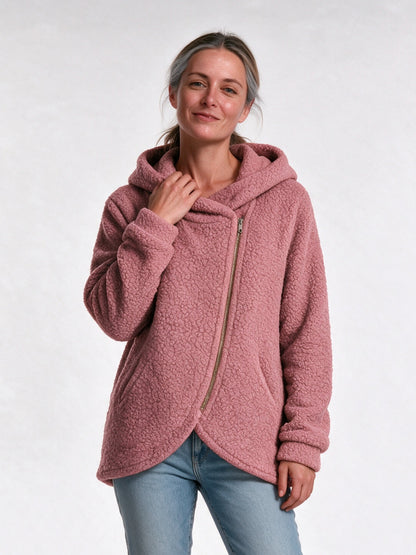 Saffron - Women's Fluffy Asymmetric Zip Hoodie - view 1