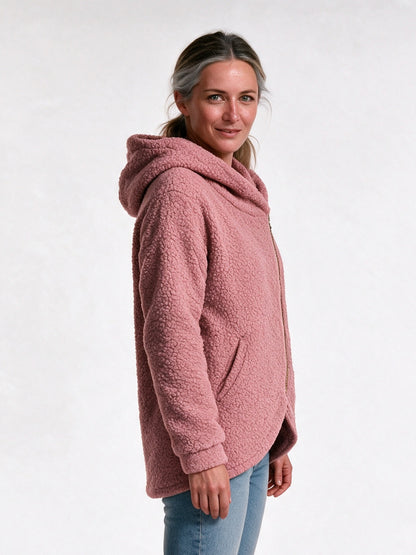 Saffron - Women's Fluffy Asymmetric Zip Hoodie - view 2