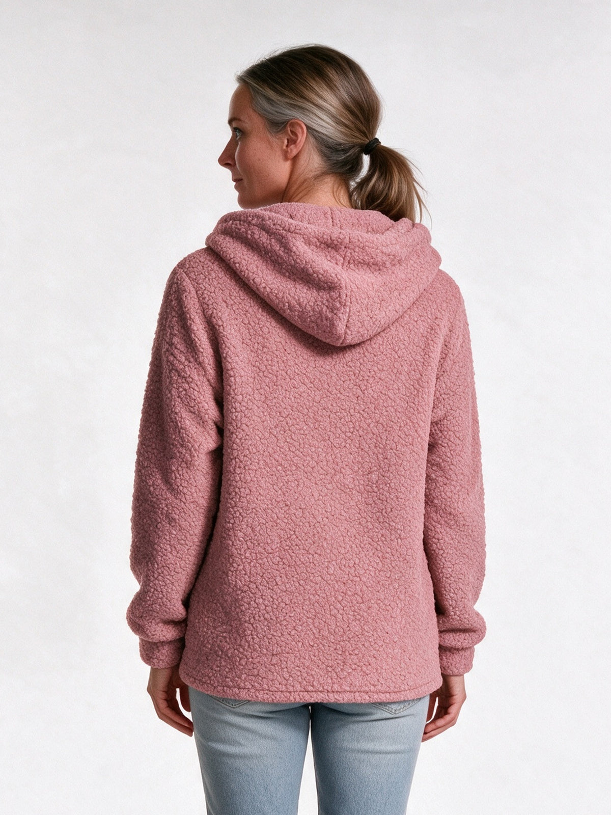 Saffron - Women's Fluffy Asymmetric Zip Hoodie - view 5