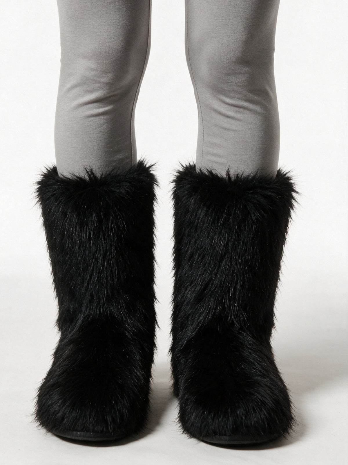 Saga - Women's Fluffy Mid Calf Pull On Boots - Black
