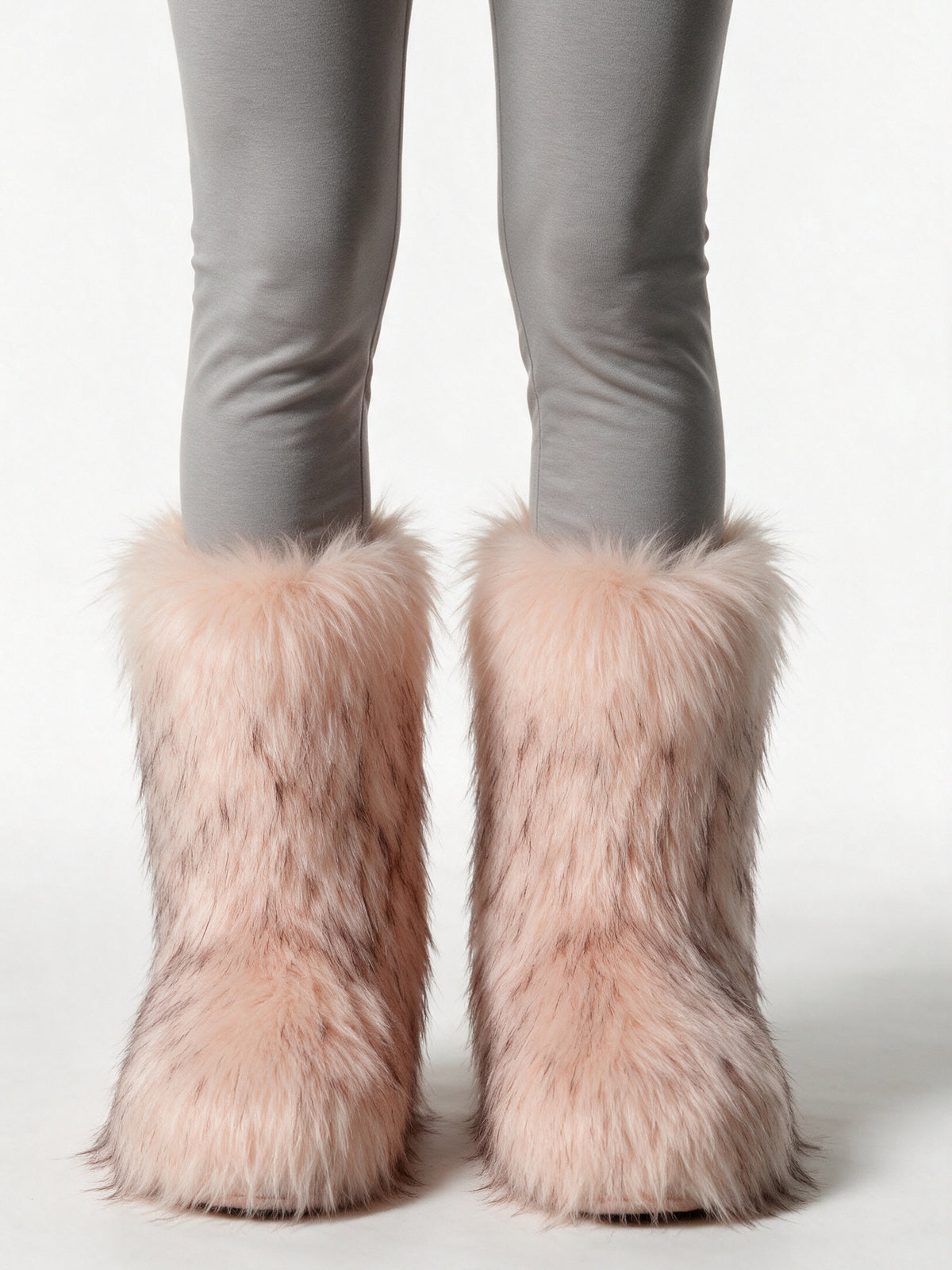 Saga - Women's Fluffy Mid Calf Pull On Boots - Blush Tipped