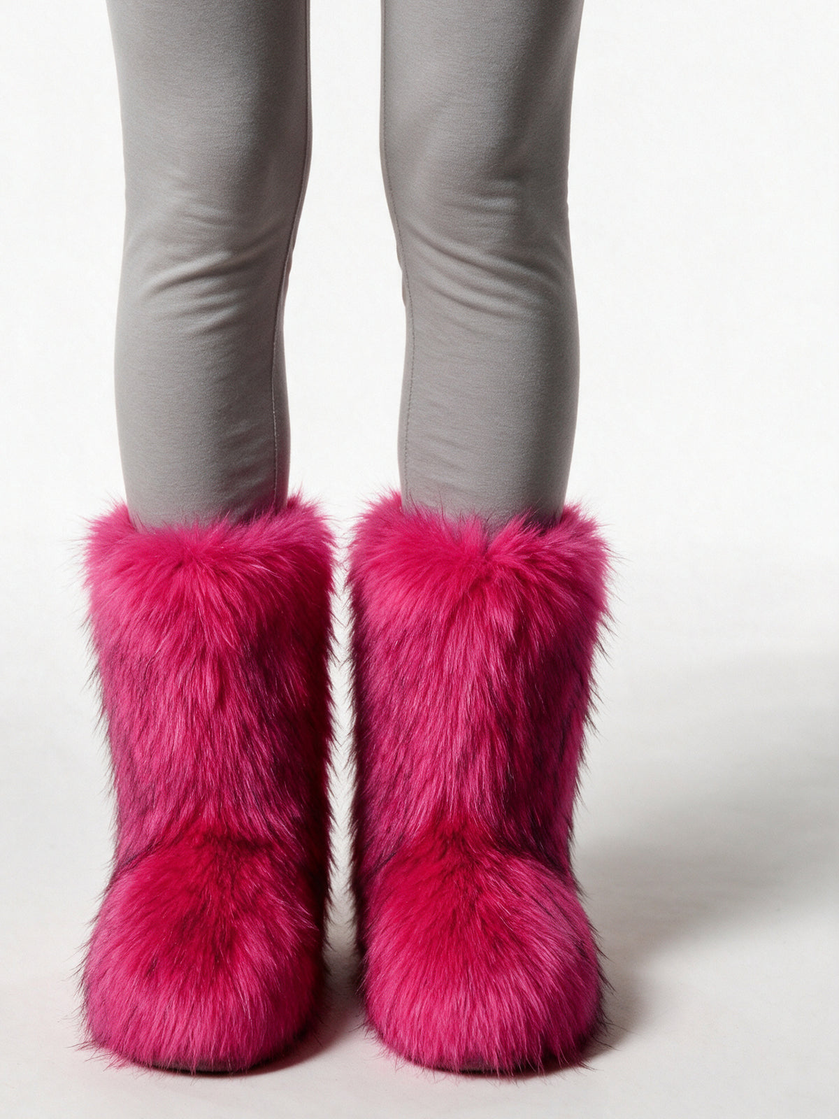 Saga - Women's Fluffy Mid Calf Pull On Boots - Fuchsia