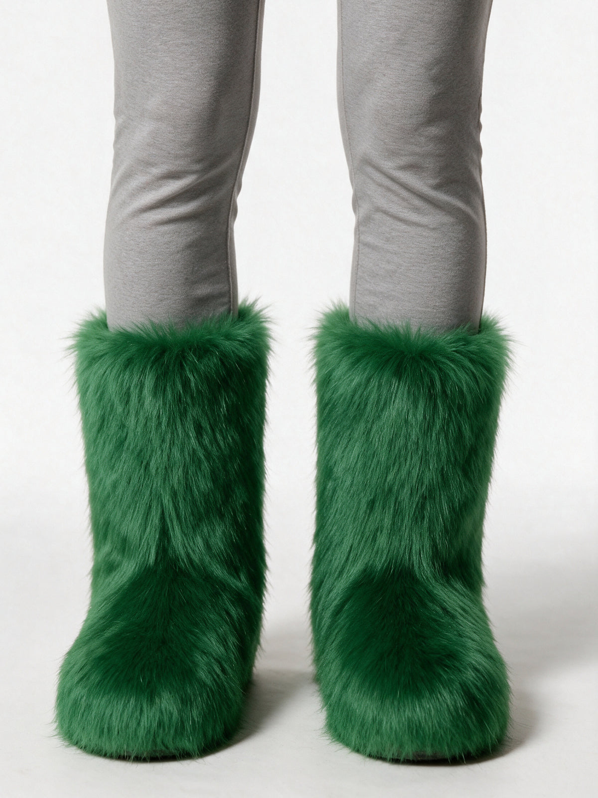 Saga - Women's Fluffy Mid Calf Pull On Boots - Green