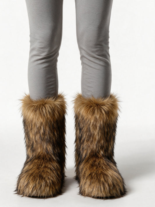 Saga - Women's Fluffy Mid Calf Pull On Boots - view 1