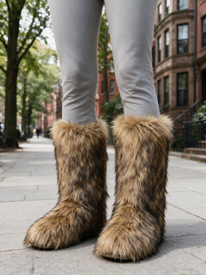 Saga - Women's Fluffy Mid Calf Pull On Boots - view 4