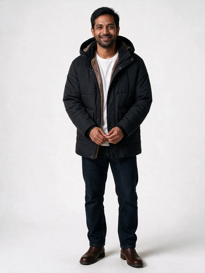 Samuel - Men's Plush Lined Hooded Quilted Puffer Jacket - view 1