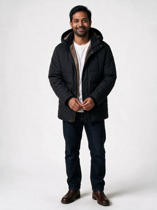 Samuel - Men's Plush Lined Hooded Quilted Puffer Jacket - view 1