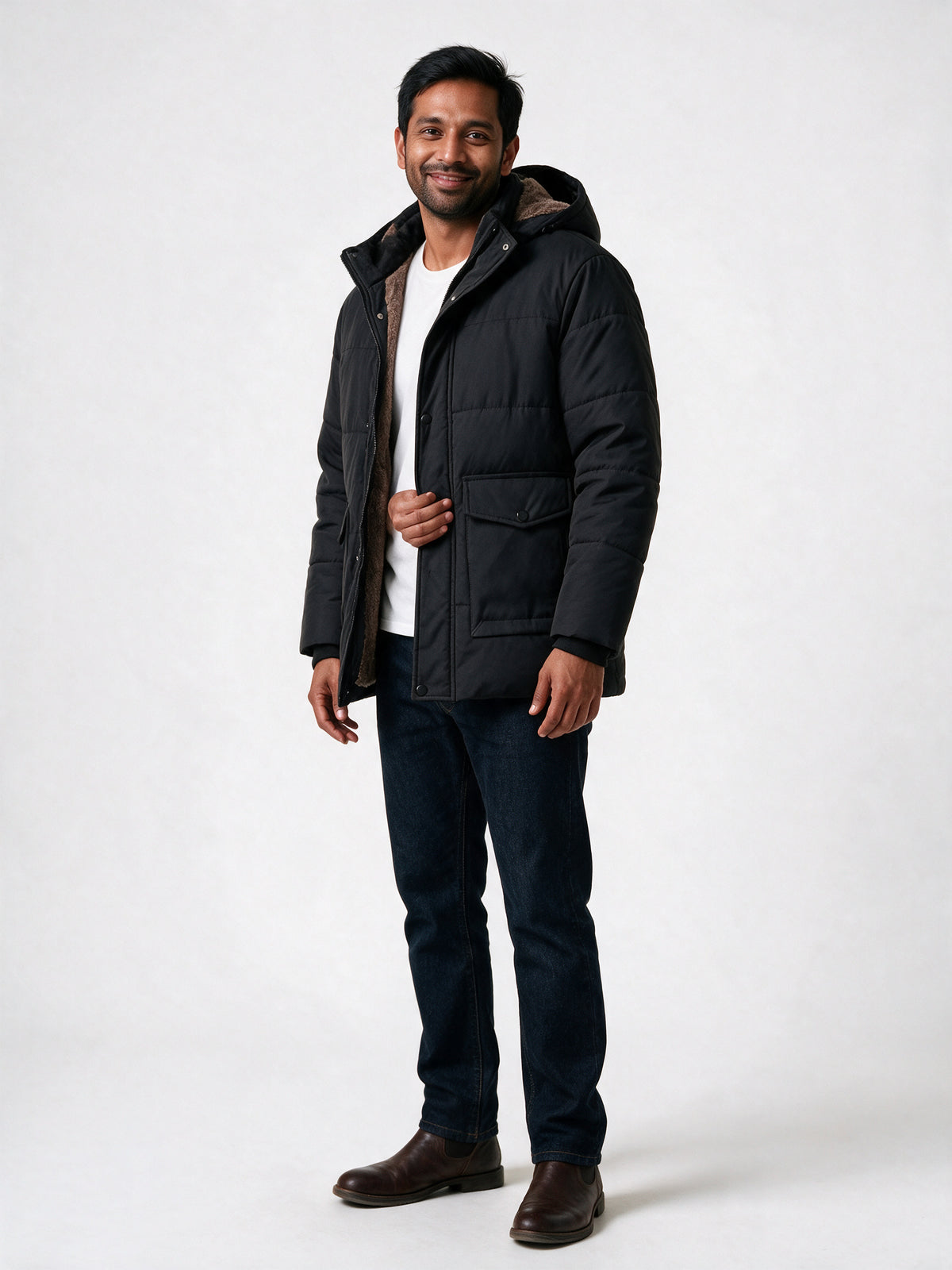 Samuel - Men's Plush Lined Hooded Quilted Puffer Jacket - view 2