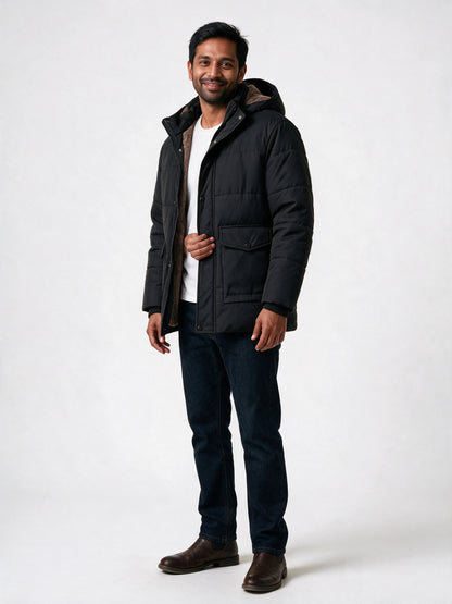 Samuel - Men's Plush Lined Hooded Quilted Puffer Jacket - view 2