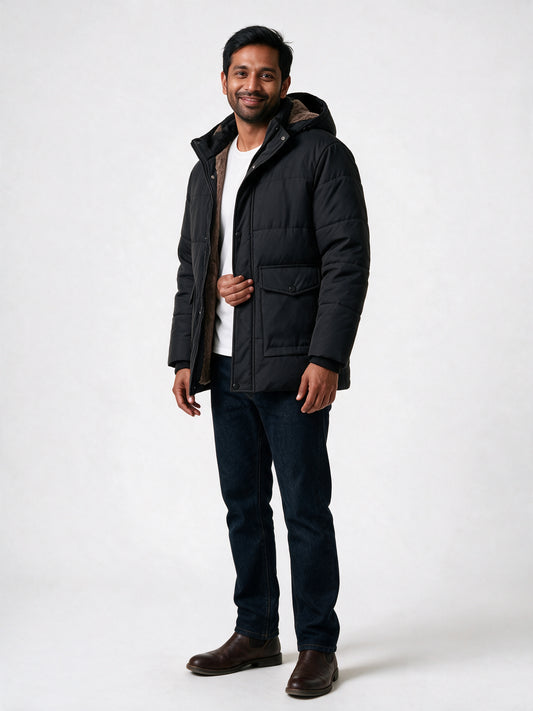 Samuel - Men's Plush Lined Hooded Quilted Puffer Jacket - view 2