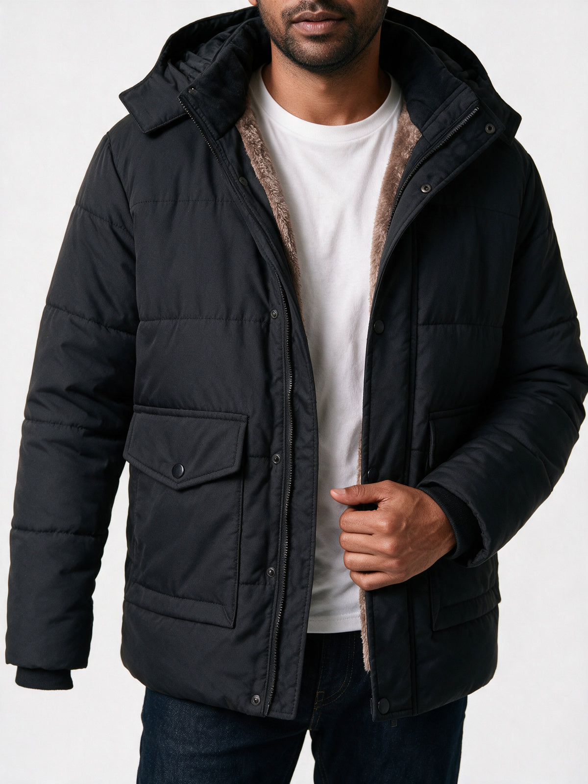 Samuel - Men's Plush Lined Hooded Quilted Puffer Jacket - view 3
