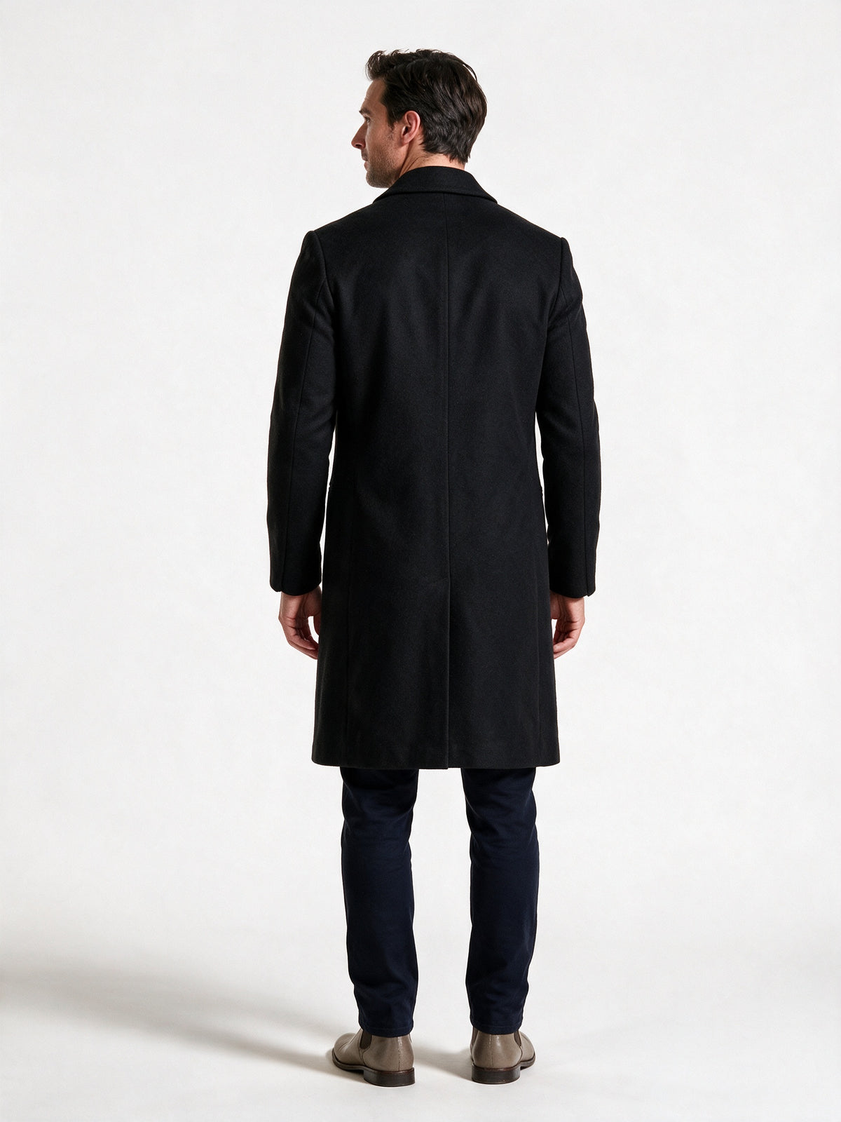 Samuel - Men's Slim Fit Notch Lapel Long Overcoat - view 5