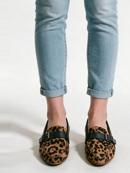 Scarlett - Elegant Black Loafers for Women - Leopard
