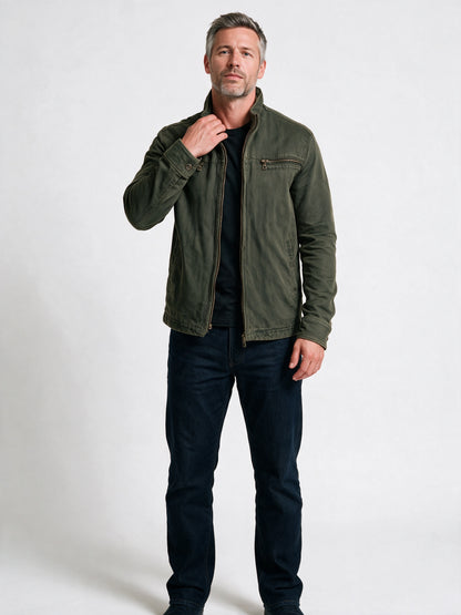 Sebastian - Men's Stand Collar Zip-Up Jacket with Chest Pockets - view 1
