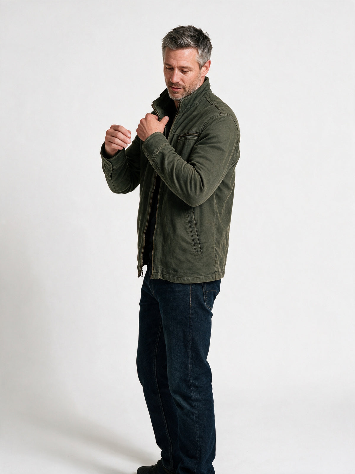 Sebastian - Men's Stand Collar Zip-Up Jacket with Chest Pockets - view 5