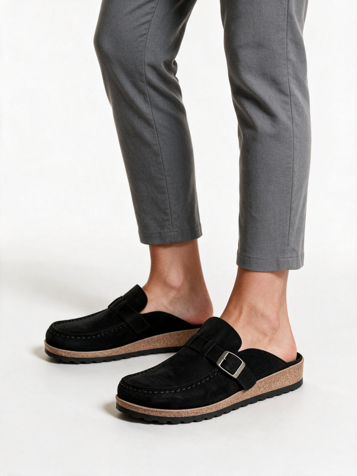 Signe - Women's Cushioned Buckle Strap Slip-On Mules - view 3