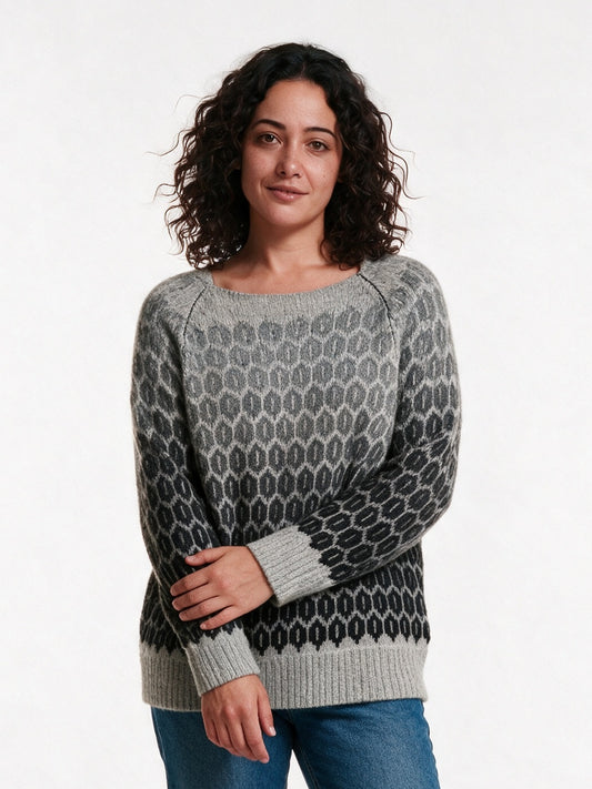 Sigrid - Women's Relaxed Ombre Pattern Knit Sweater - view 1