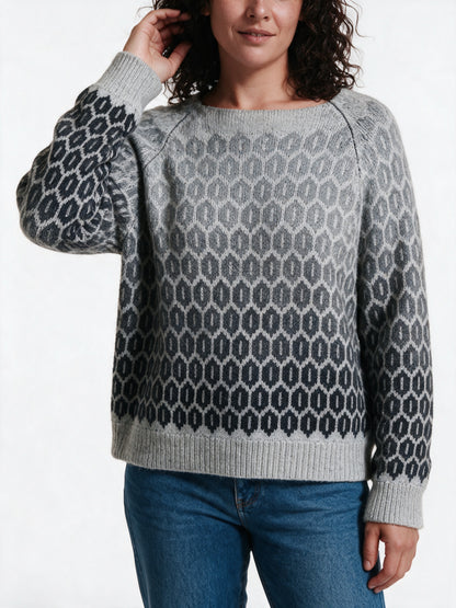 Sigrid - Women's Relaxed Ombre Pattern Knit Sweater - view 3