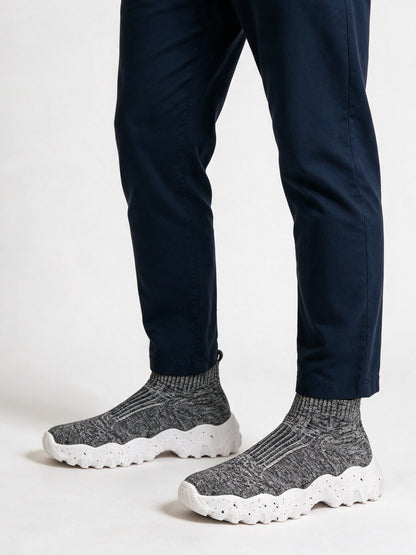 Silas - Men's Mid Ankle Knit Sock Sneakers - Gray